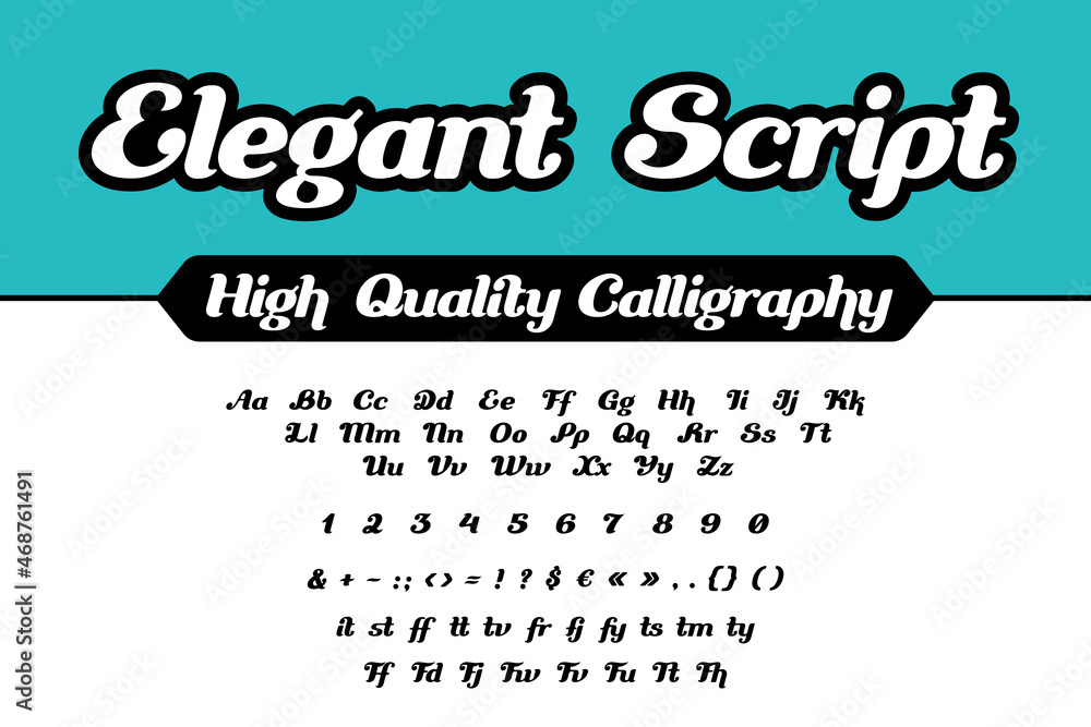 Calligraphic Font Script Italic Vector design. Lettering Typography
