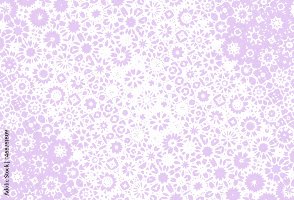 Kaleidoscope abstract pattern. Spanish majolica. Seamless Mosaic background. Light purple Flower mandalas.