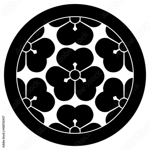 長曾我部元親の家紋です。丸に七つ片喰といいます。