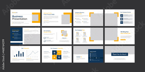 Creative and modern business powerpoint presentation slide template design set and magazine, page layout design for brochure, annual report and company profile, with info graphic elements graph design