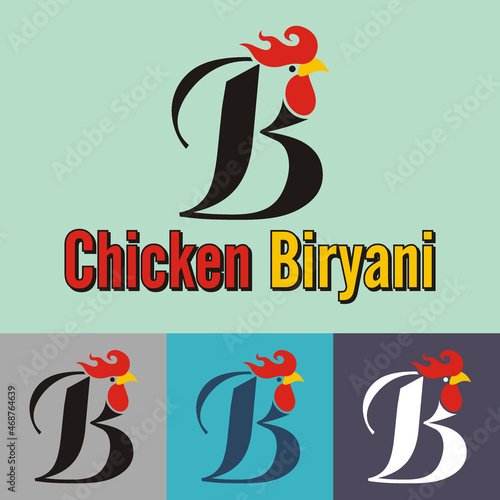chicken biryani logo vector illustration - business logo - street food