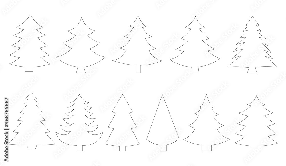 Obraz premium Christmas tree coloring vector illustration