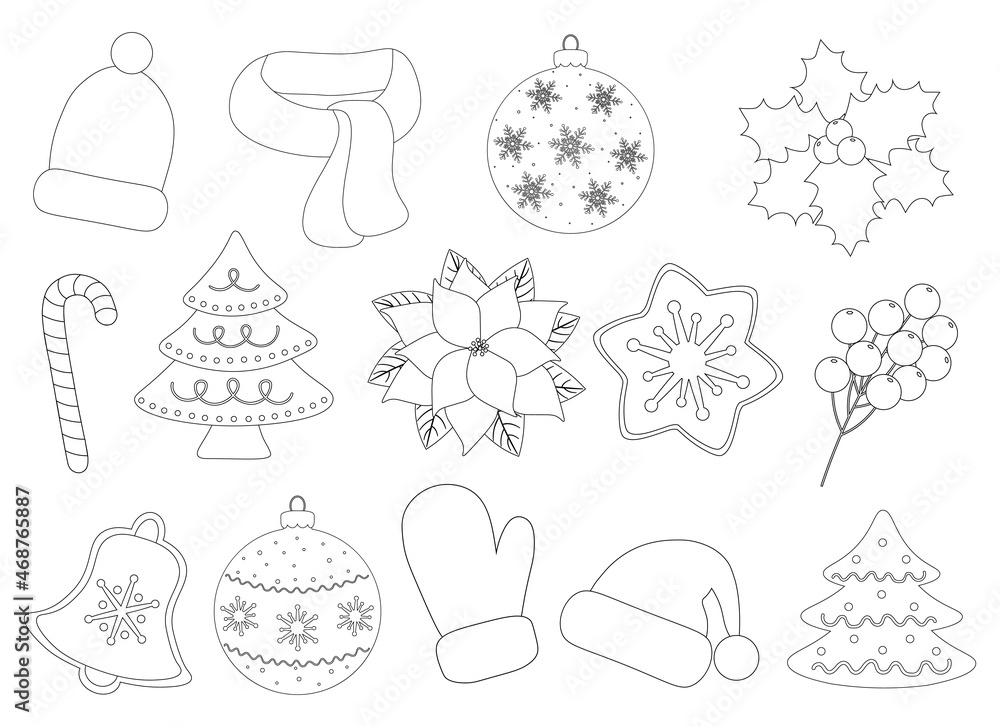 Christmas New Year coloring vector illustration Stock Vector | Adobe Stock