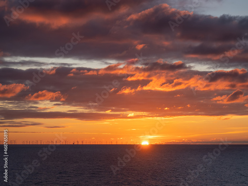 Sunset and Clouds Over English Channel