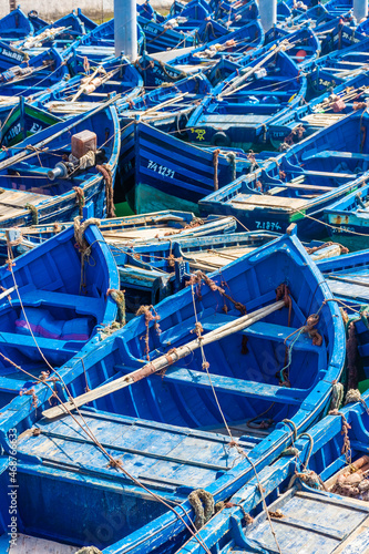 Typical blue boats in the harbor of Essaouira, Morocco © Stefano Zaccaria