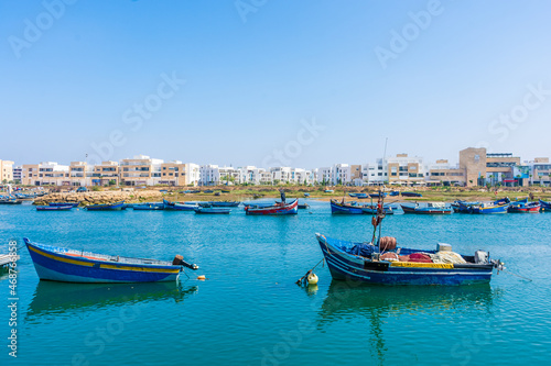 Traditional boats in the harbor of Rabat, Morocco