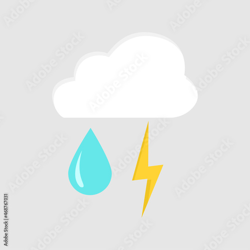 weather conditions, thunderstorm with rain, vector illustration