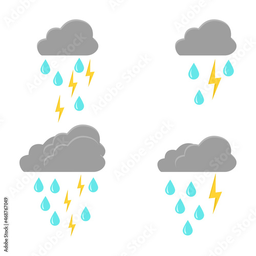 weather conditions, thunderstorm with rain, vector illustration
