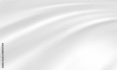 Abstract smooth elegant white fabric silk texture soft background with soft waves. White silk or satin luxury cloth texture can use as wedding background. Luxurious background design. Vector EPS10