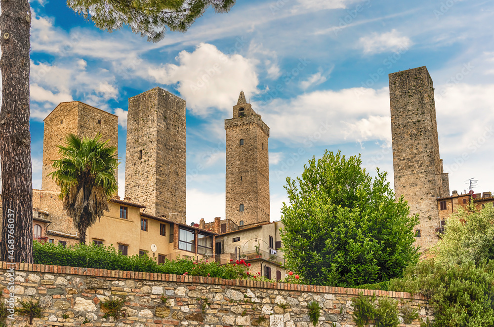 Scenic skyline in the medieval town of San Gimignano, Italy