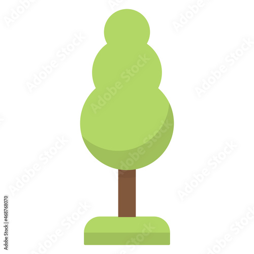 Tree green icon. Cute tree in flat style vector illustration. Forest plant silhouette. Isolated on white.