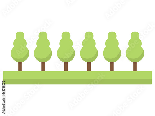 Forest trees green icon set. Cute trees in flat style. Vector illustration isolated on white.