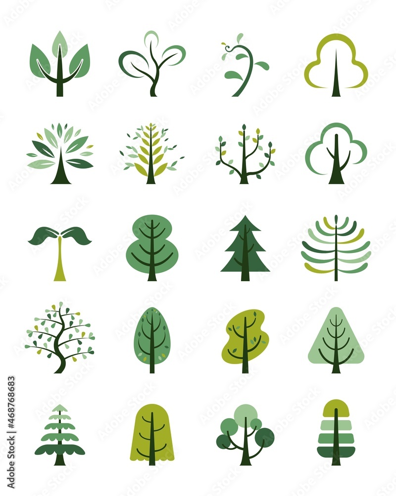 Obraz vector set of side view trees.