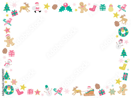 クリスマスのかわいいフレームイラスト