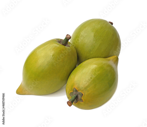 Fresh canistel sapote or yellow sapote fruit put on a white background. Isolated.