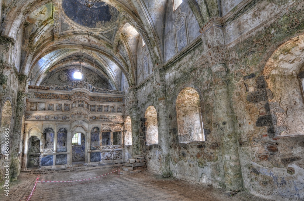 inside abandoned church in Turkey