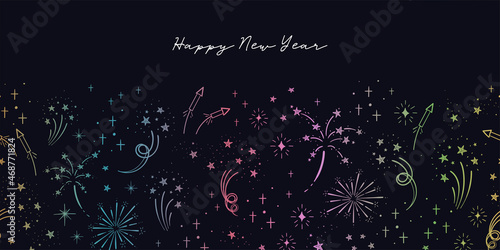 Fun hand drawn doodle fireworks, seamless pattern, great for textiles, wrapping, banner, wallpapers - vector design