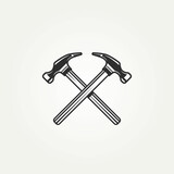 isolated letter x hammer carpentry vintage vector illustration design