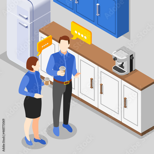 Coffee Break Isometric Background
