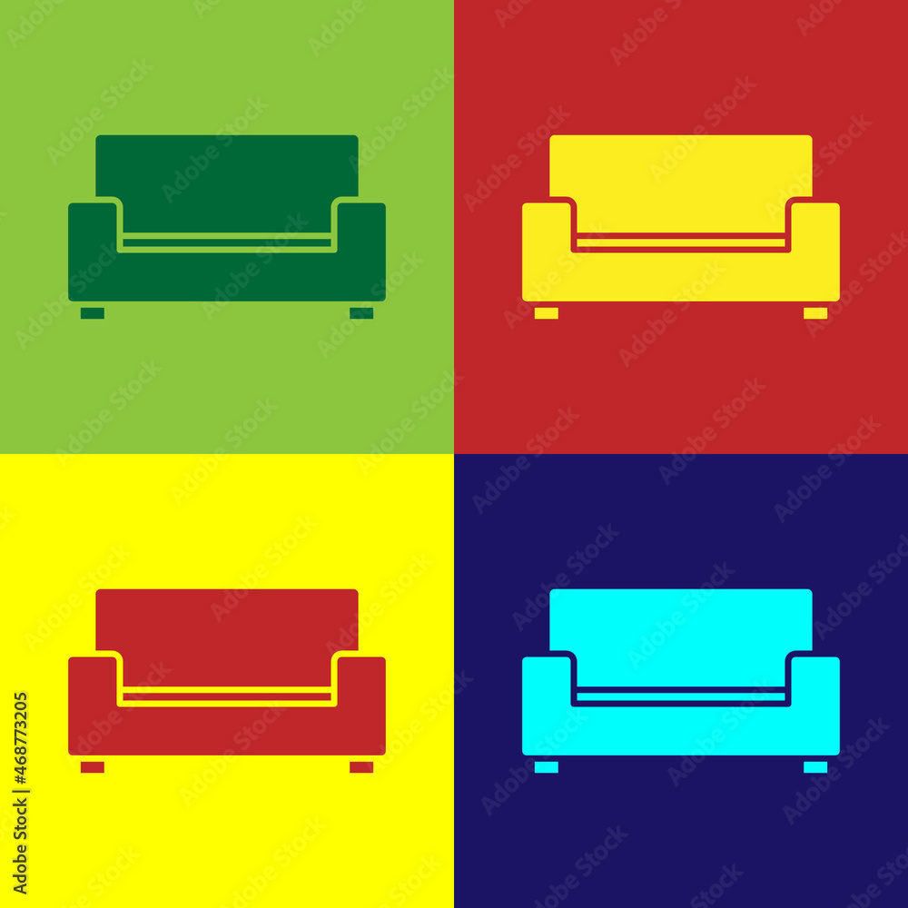 Pop art Sofa icon isolated on color background. Vector Pop art Sofa icon isolated on color background. Vector