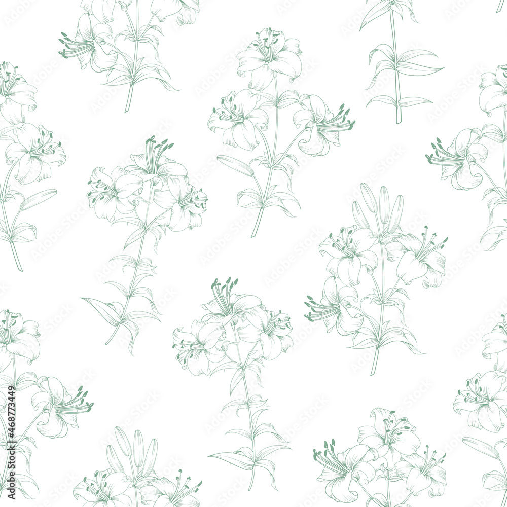 Seamless pattern from flowers of lilies on a white background. Seamless pattern from flowers of lilies on a white background.