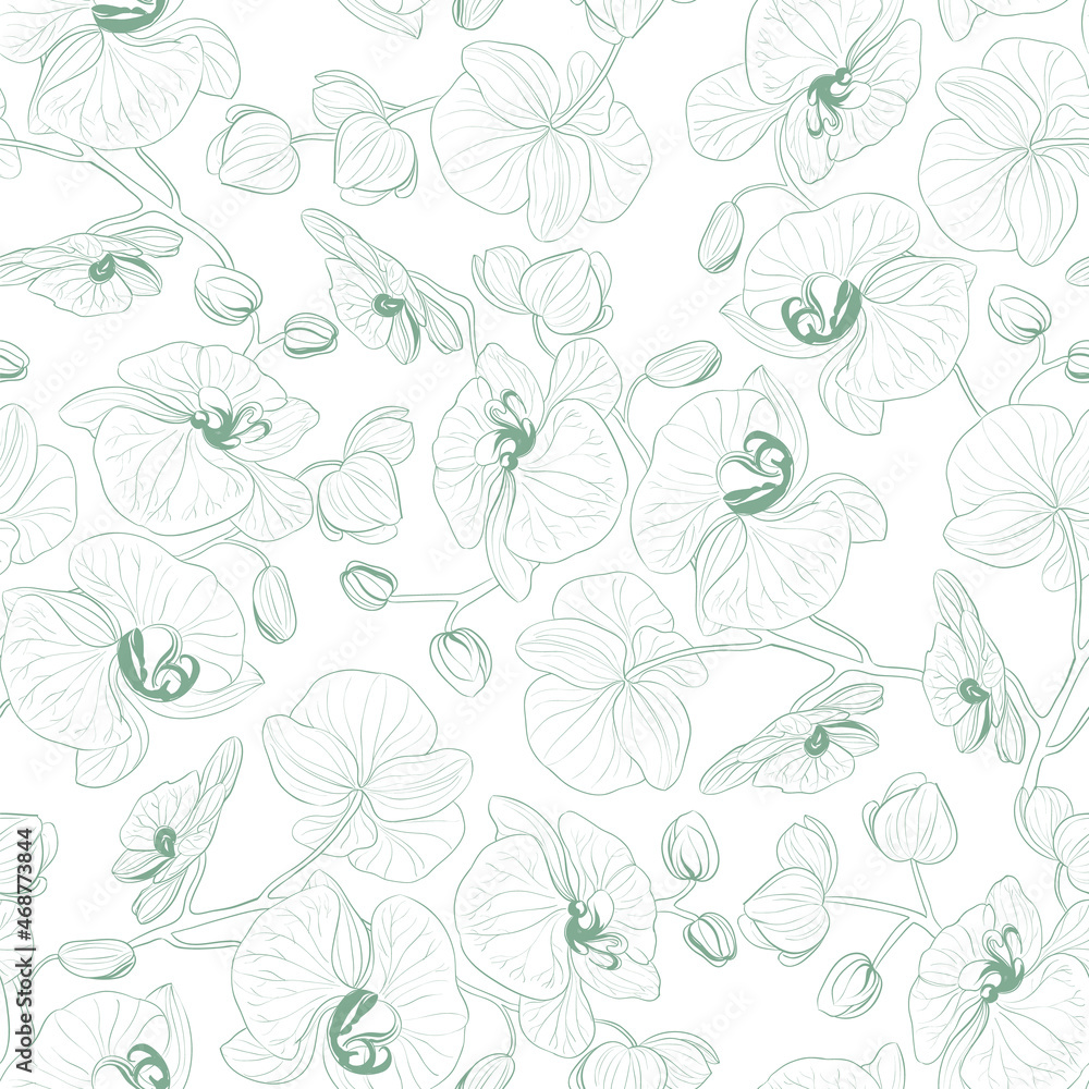 Tropical seamless pattern on white background.