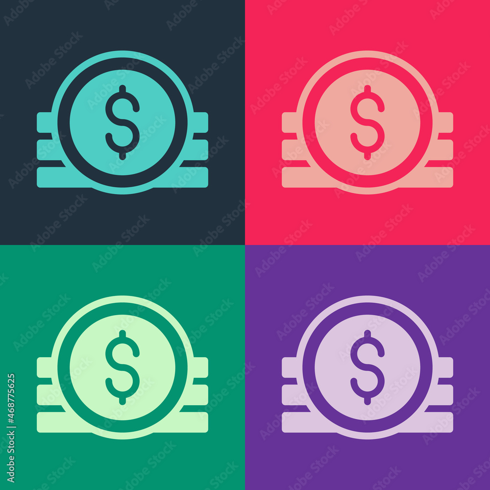 Pop art Ancient coin icon isolated on color background. Vector Pop art Ancient coin icon isolated on color background. Vector