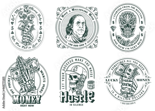 Money and wealth vintage logos