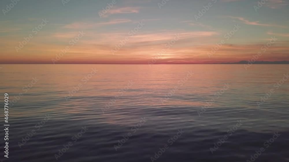 shooting in flight sunset on the sea. evening sky over the water. shooting in flight sunset on the sea. evening sky over the water.