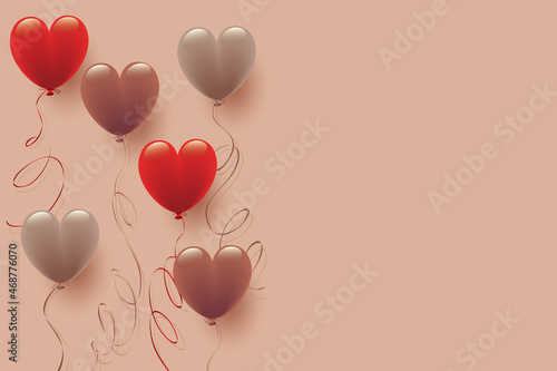 くすみカラーのハート形風船イラスト背景