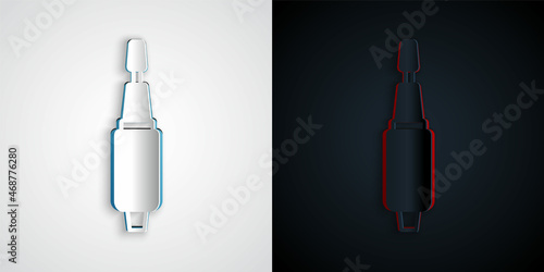 Paper cut Milling cutter for manicure icon isolated on grey and black background. Apparatus for manicure. Manicure tools. Paper art style. Vector