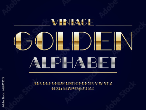 Vector of stylized modern glamorous font and alphabet design with uppercase, numbers and symbols