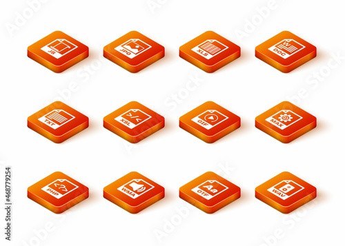 Set PHP file document, WMA, TXT, XSL, OTF and GIF icon. Vector