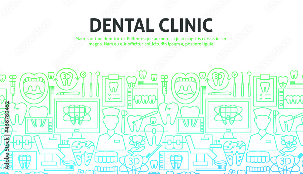 Dental Clinic Outline Concept. Vector Illustration of Outline Design.