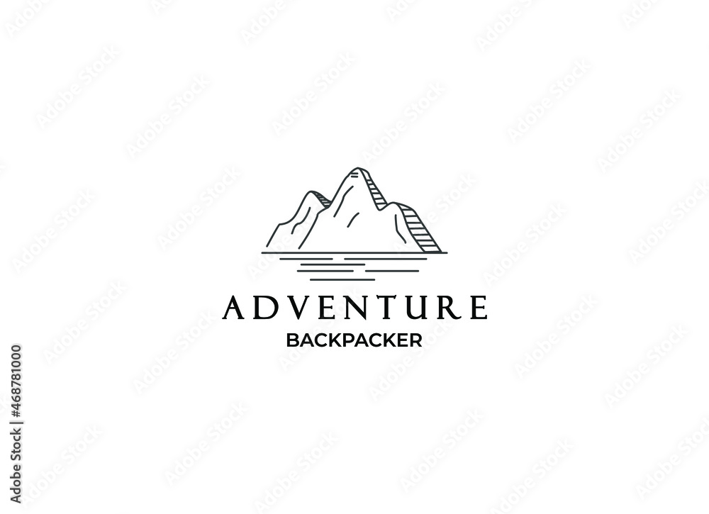 Mountain and summit, for Hipster Adventure Traveling logo design inspiration Mountain and summit, for Hipster Adventure Traveling logo design inspiration