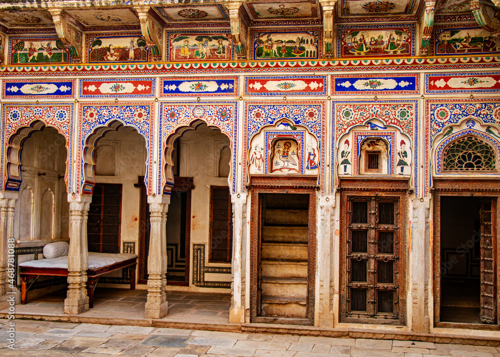 Typical courtyard of Haveli in Rajasthan in India