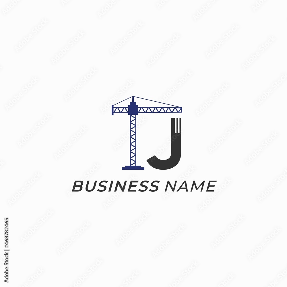 design logo combine crane and letter J design logo combine crane and letter J