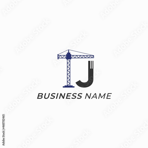 design logo combine crane and letter J