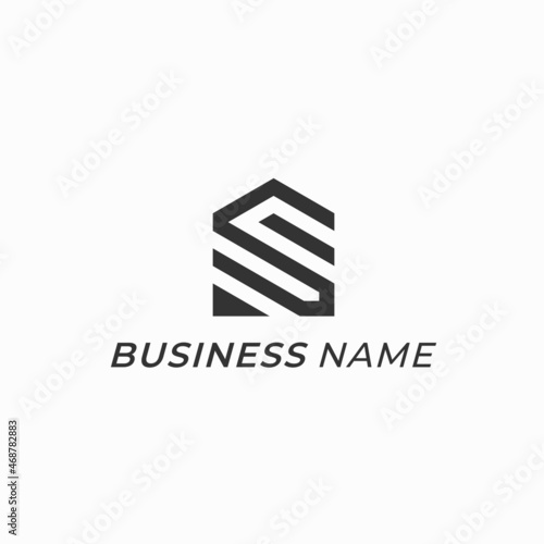 design logo line letter S and home