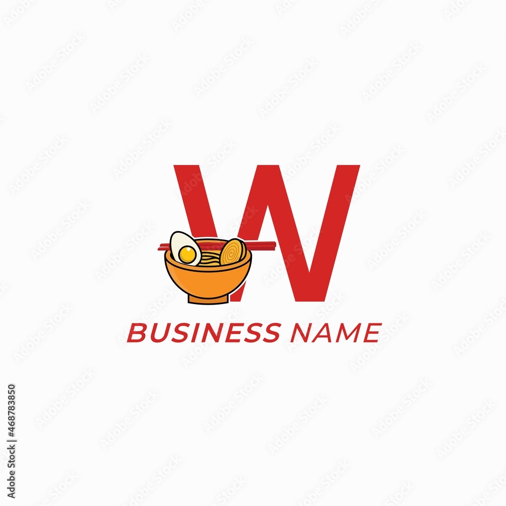 design logo combine letter W and noodles design logo combine letter W and noodles