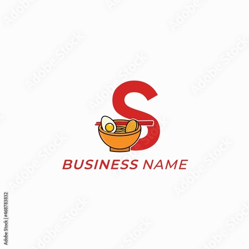design logo creative letter S and noodles