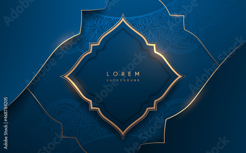 Blue and gold ornate frame template