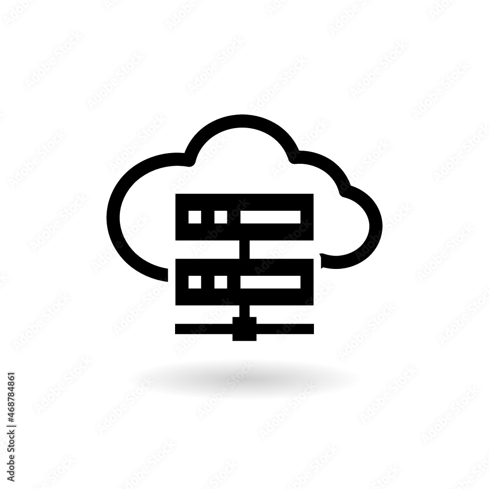 Cloud computing icon with shadow isolated on white background Cloud computing icon with shadow isolated on white background