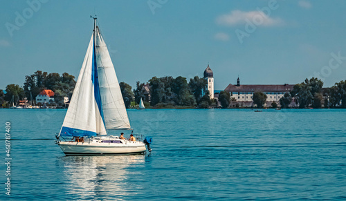 Beautiful alpine summer view at the famous Chiemsee, Bavaria, Germany