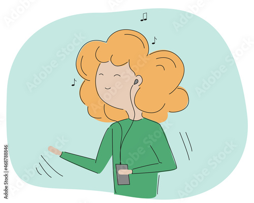 Image of a girl listening to music with headphones