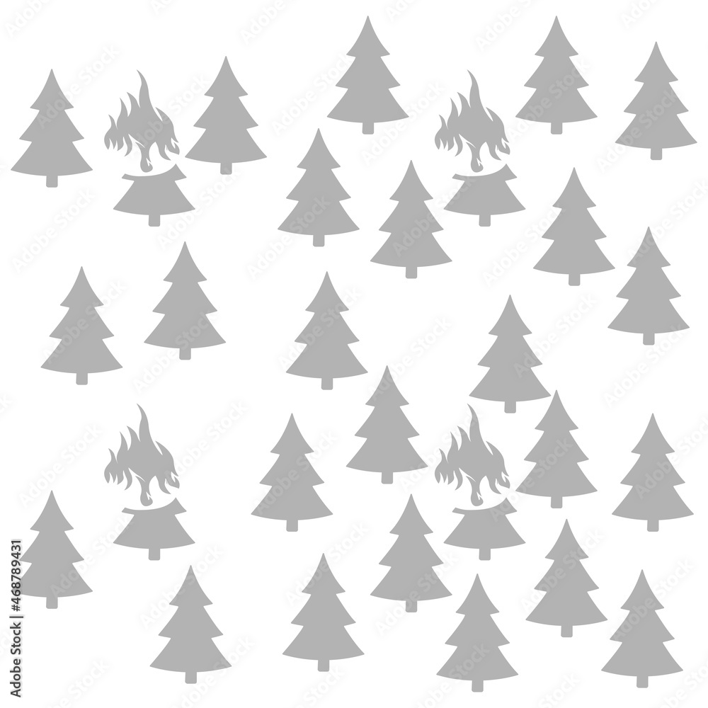 forest fires icon, coniferous forest, vector illustration