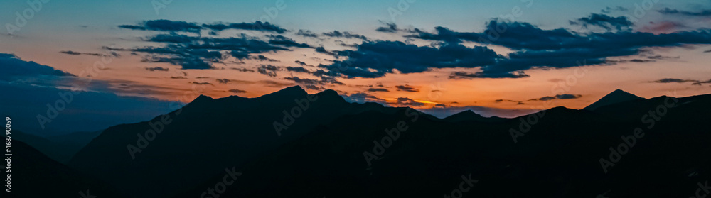 Beautiful alpine sunrise view at the famous Grossglockner High Alpine Road, Salzburg, Austria