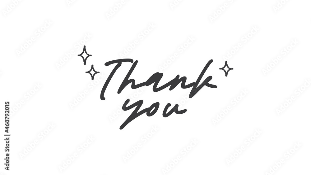 Thank you lettering text with shinning sparks. Hand written message. Thank you lettering text with shinning sparks. Hand written message.