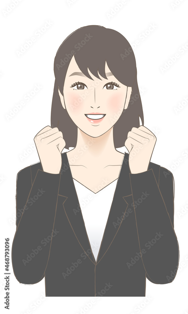 成功を喜ぶビジネス女性のイラスト