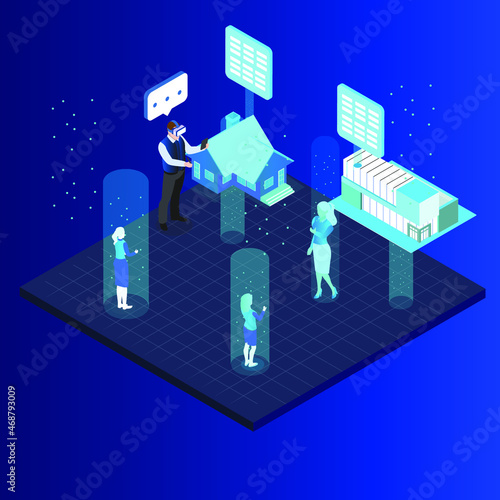 Property sale in metaverse virtual world 3d isometric vector illustration concept for banner, website, landing page, ads, flyer template